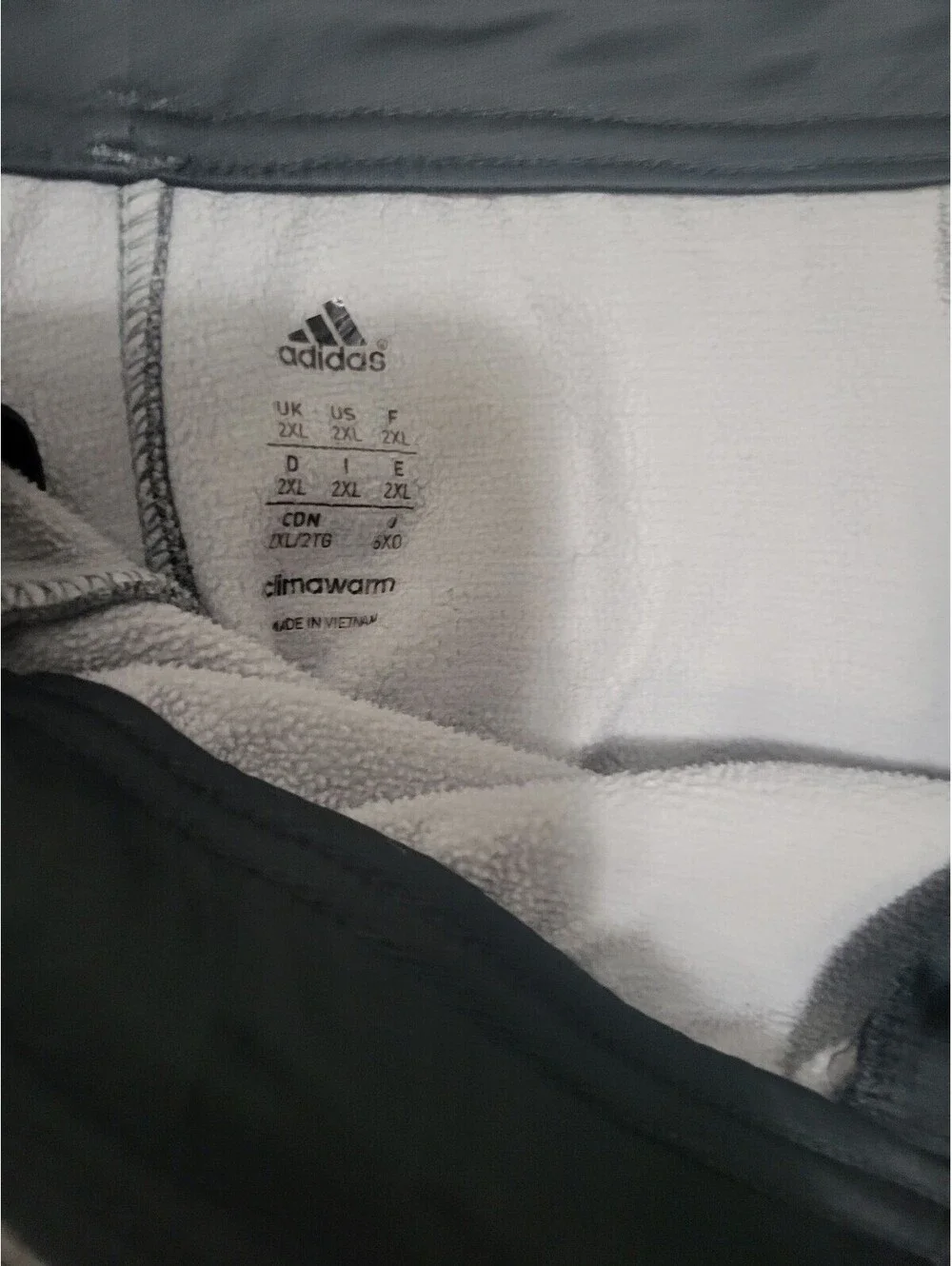 Adidas Climawarm Gray 2XL Track Pants with Black Stripes